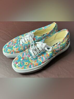 Vans Women's Canvas Lace-Up Sneakers in Turquoise, Pink, Yellow